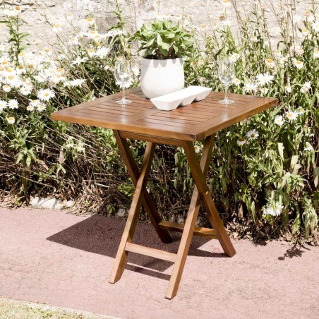 Table de jardin 2 personnes en bois teck huilé