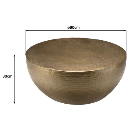 Round shell coffee table 90x90cm in antique gold aluminium | Second Hand