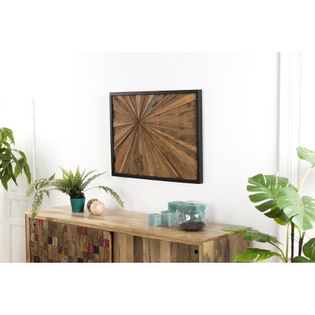 Rectangular wall decoration in natural recycled teak | Second Hand