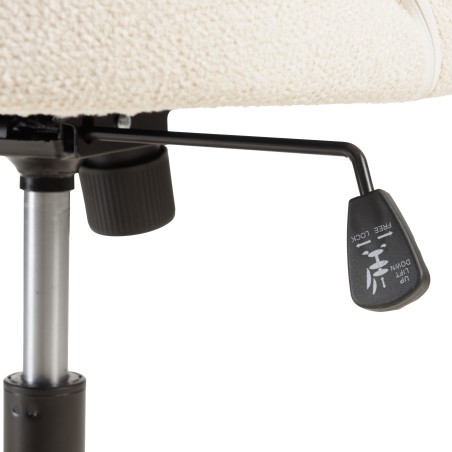 Office chair with castors in ecru fabric with open backrest | Mina Collection