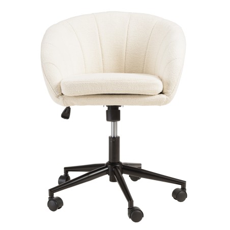 Office chair with castors in ecru fabric with rounded backrest | Mina Collection