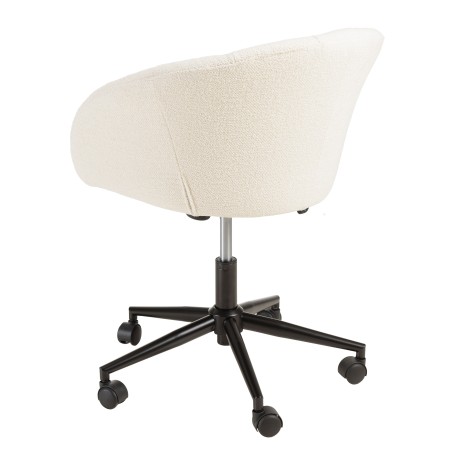 Office chair with castors in ecru fabric with rounded backrest | Mina Collection