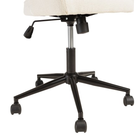 Chaise de bureau à roulettes en tissu écru dossier arrondi | Collection Mina