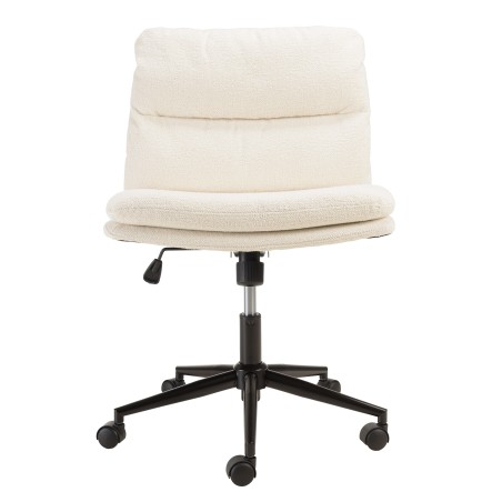 Office chair with castors in ecru fabric with square backrest | Mina Collection
