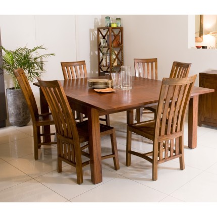 LORINE Square Brown Dining Table 140/50x140cm Mindi Wood