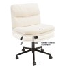 Office chair with castors in ecru fabric with square backrest | Mina Collection