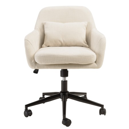 Beige fabric office chair with square backrest and castors | Mina Collection