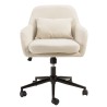 Beige fabric office chair with square backrest and castors | Mina Collection