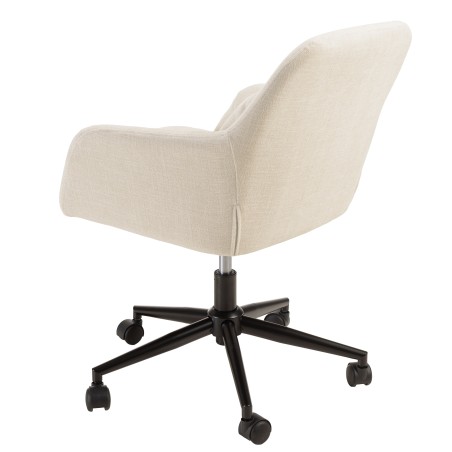 Beige fabric office chair with square backrest and castors | Mina Collection