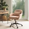 MINA - Office chair with castors in pink fabric with square backrest