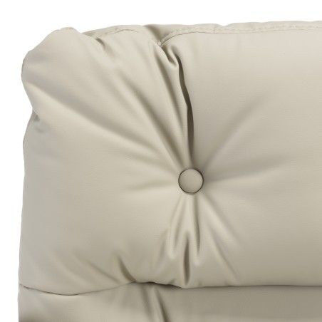 Beige padded leather office chair with square backrest and castors | Mina Collection