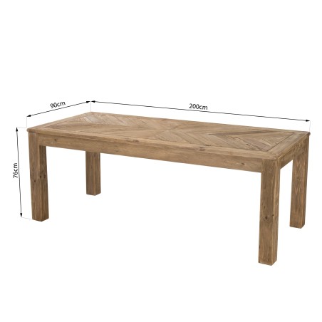 200x90cm dining table in recycled pine | Sandy