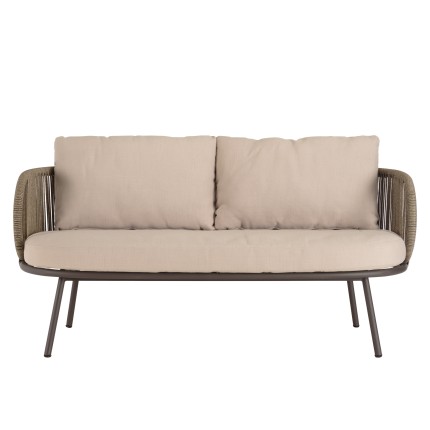 Salon de jardin 4 places en acier et cordage synthétique taupe | Vick