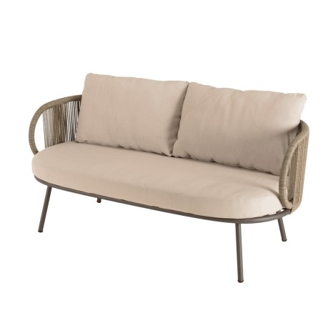 4-seater garden furniture set in steel and taupe synthetic rope | Vick