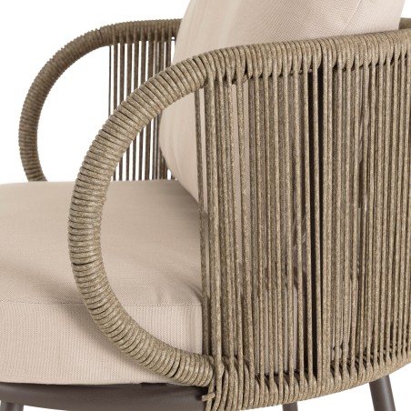 Salon de jardin 4 places en acier et cordage synthétique taupe | Vick
