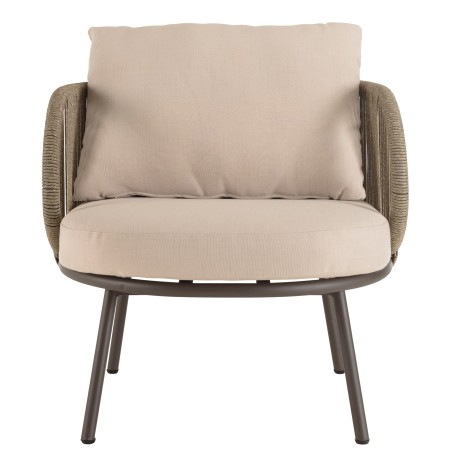 Salon de jardin 4 places en acier et cordage synthétique taupe | Vick