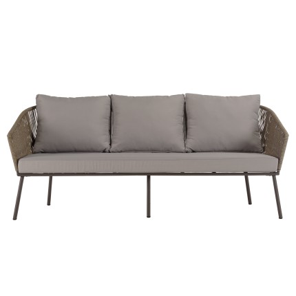 Salon de jardin 5 places acier, cordage synth. taupe, acacia huilé | Vick