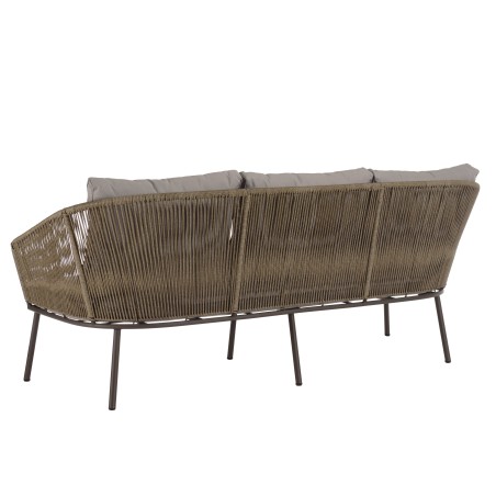 5-seater garden furniture set in steel, taupe synthetic rope, oiled acacia | Vick