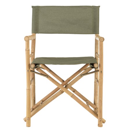 Set of 2 folding chairs in bamboo and green fabric | Macabane Furniture