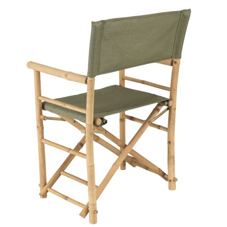 Set of 2 folding chairs in bamboo and green fabric | Macabane Furniture