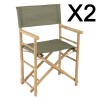 Set de 2 fauteuils pliants bambou et tissu vert  | Meubles Macabane