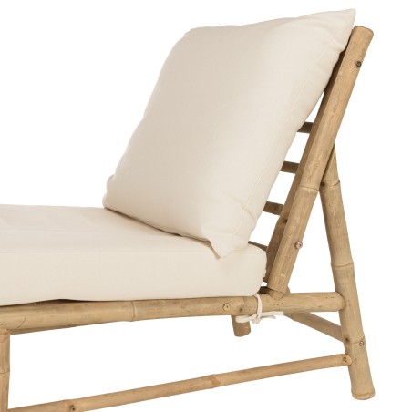 Bamboo sun lounger with cream-coloured cushions | Vital Collection