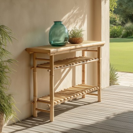 Bamboo console table with 2 shelves, 100x40cm | Vital Collection