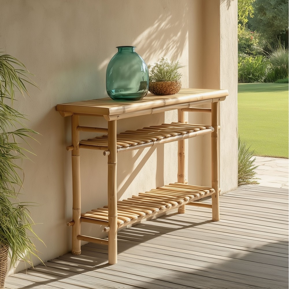 Bamboo console table with 2 shelves, 100x40cm | Vital Collection