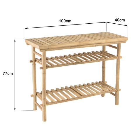 Bamboo console table with 2 shelves, 100x40cm | Vital Collection
