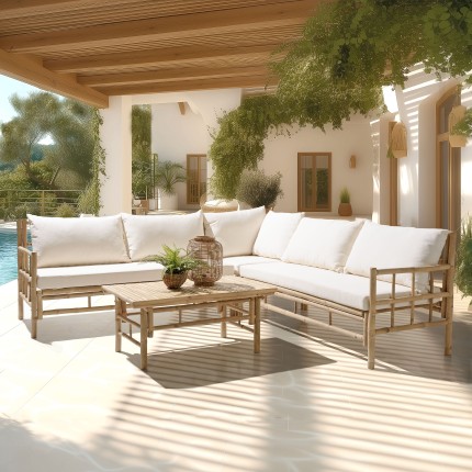 6-seater sofa and 1 bamboo coffee table | Vital Collection