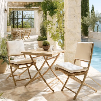 2 chaises et 1 table pliantes en bambou | Collection Vital