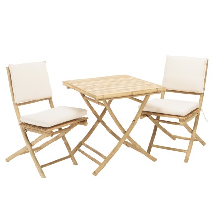 2 chaises et 1 table pliantes en bambou | Collection Vital