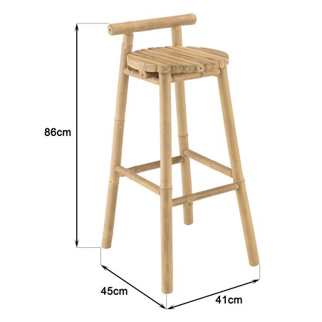 Bar and 2 stools with bamboo backrest | Vital Collection