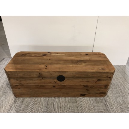 SECOND HAND - Brown storage chest, recycled pine with black metal handles