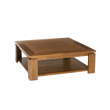 Table basse carrée marron teck 90x90cm
