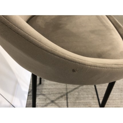 SECOND-HAND - Set of 2 camel velvet bar stools, seat height 80 cm