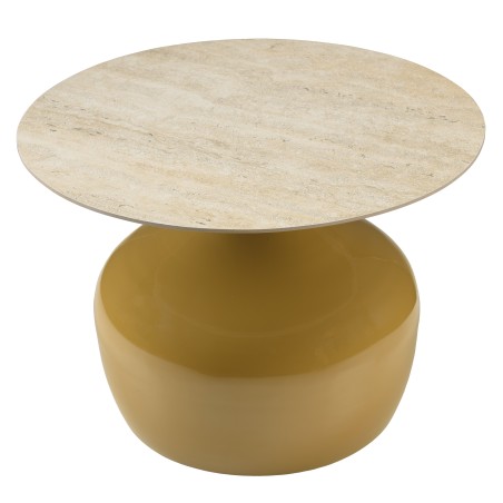 60cm coffee table with glazed tile top and camel-coloured iron legs | Hortense Collection