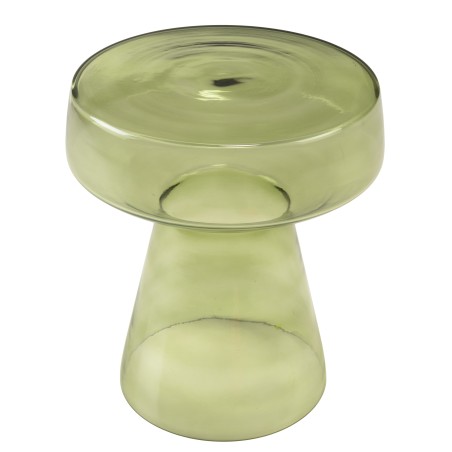 Designer side table in transparent green glass | Hortense Collection