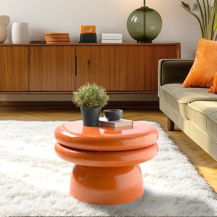 Designer side table in fluorescent orange iron | Hortense Collection