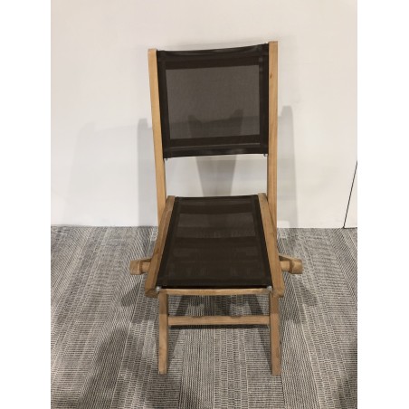 Taupe-coloured textilene folding chair | SECONDE VIE