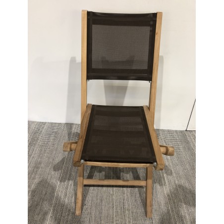 Taupe-coloured textilene folding chair | SECONDE VIE