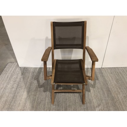 SECONDE MAIN - Fauteuil pliant textilène couleur taupe