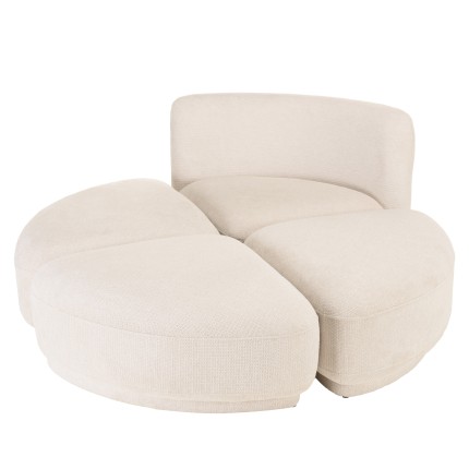 Set: 1-seater sofa with backrest + 3 footstools | LEOPOLD Collection