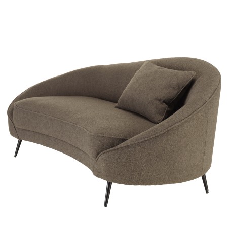 3-seater sofa in taupe bouclé fabric with curved backrest and metal legs | Leopold Collection