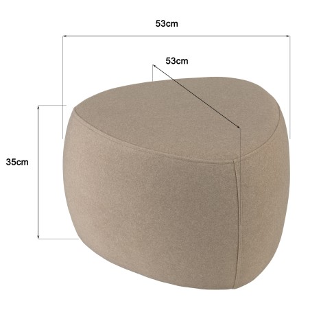 Pouf forme galet n°2 en tissu effet velours beige foncé | Collection Leopold