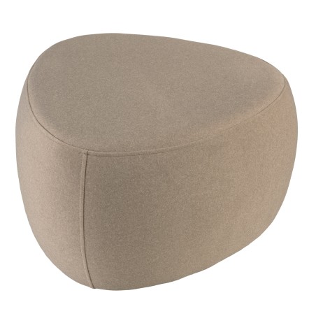Pouf forme galet n°3 en tissu effet velours beige foncé  | Collection Leopold
