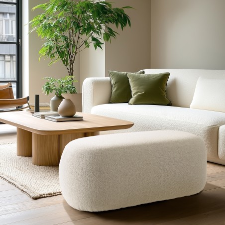 Banc en tissu petite bouclette beige | Collection Leopold