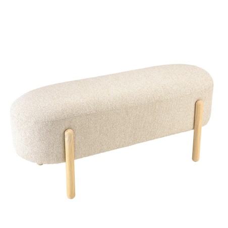 Banc en tissu effet laine beige et pieds bois | Collection Leopold