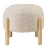 Beige wool-effect fabric pouffe with wooden legs | Leopold Collection