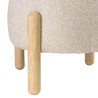 Beige wool-effect fabric pouffe with wooden legs | Leopold Collection